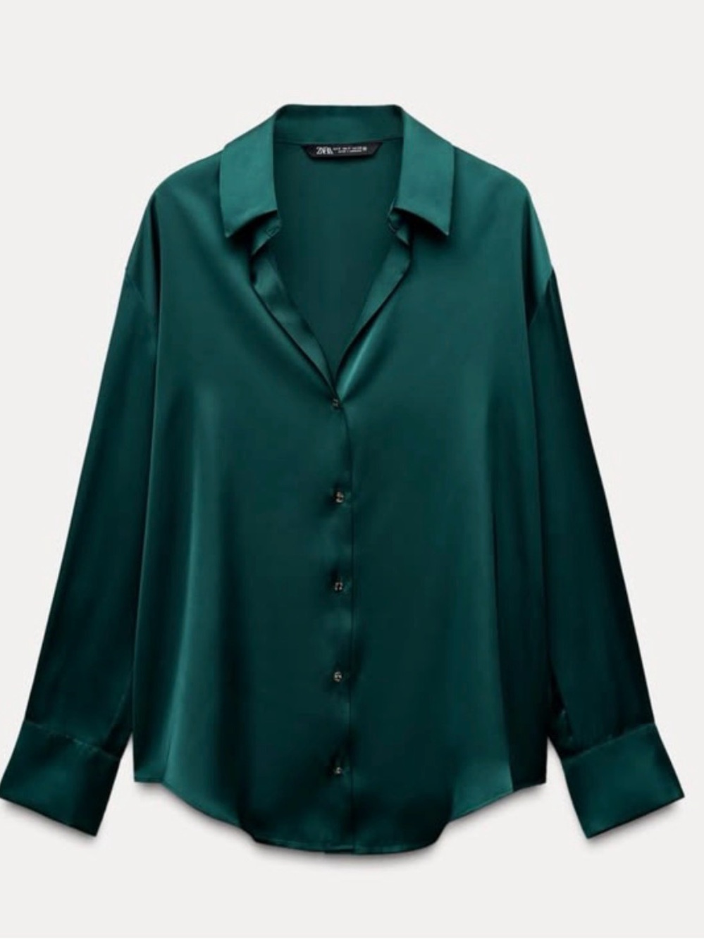Zara Satin Effect Basic
Button Up Long Sleeve Shirt